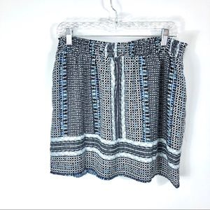 Greylin print mini skirt stretch waist w/tie front